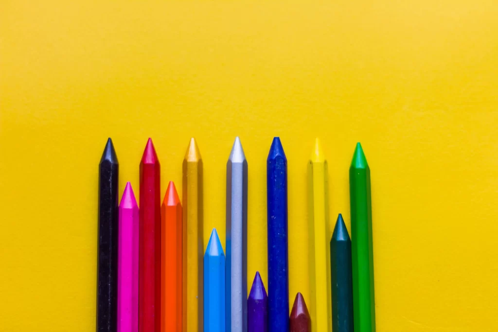 Crayon Colors with Yellow Background